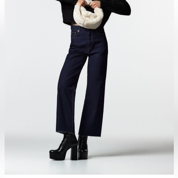 Zara Jeans Zw The 9s High Waist Cropped Jeans In Blue Poshmark